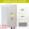 imageBaby Safety Outlet Cover BOX Patent Pending Double Lock for Much Better Toddler Proofing Easier Operation Simple 3 Step Install with Included Screws Provides Extra Space Inside for PlugsAdaptersWhite
