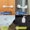 imageChild Safety Strap Locks 4Pack Baby Locks for Cabinets and Drawers Toilet Fridge ampamp More 3M Adhesive Pads Easy Installation WhiteGrayWhiteGray