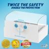 imageClear Outlet Cover Box Patented Double Lock for Much Better Toddler Proofing Easier Operation Simple 3 Step Install with Included Screws Provides Extra Space Inside for Plugs