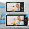 imageHelloBaby 720P 55quot HD Baby Monitor 2 Cameras and Audio No WiFi Split Screen Remote Pan Tilt Zoom Video Baby Monitor Wide View Range 1080P Camera Night Light 4000mAh Battery TimeampampClockWhite6inch