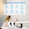 imageHelloBaby 720P 55quot HD Baby Monitor 2 Cameras and Audio No WiFi Split Screen Remote Pan Tilt Zoom Video Baby Monitor Wide View Range 1080P Camera Night Light 4000mAh Battery TimeampampClockWhiteHB6550