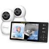 imageHelloBaby 720P 55quot HD Baby Monitor 2 Cameras and Audio No WiFi Split Screen Remote Pan Tilt Zoom Video Baby Monitor Wide View Range 1080P Camera Night Light 4000mAh Battery TimeampampClockWhite720P