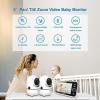 imageHelloBaby Upgrade 5 Baby Monitor with 26Hour Battery 2 Cameras PanTiltZoom 1000ft Range Video Audio Baby Monitor No WiFi VOX Night Vision 2Way Talk 8 Lullabies and TemperatureHB65502