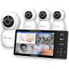 imageHelloBaby 55quot 720P HD Video Baby Monitor No WiFi 4 Cameras Baby Monitors Split Screen Remote PanTiltZoom Baby Monitor Wide View Range 1080P Camera Night Light 4000mAh Battery Ideal Gift