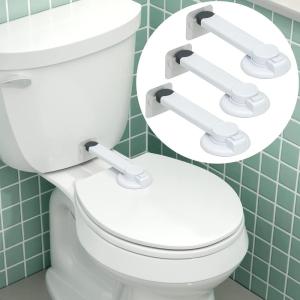 imageBaby Toilet Lock 3 Pack Ideal Baby Proof Toilet Lid Lock with Arm  No Tools Needed Easy Installation with 3M Adhesive  Top Safety Toilet Seat Lock  Fits Most Toilets  WhiteWhite