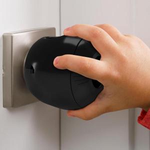 imageChild Safety Door Knob Cover 4 Pack HardtoRemove DualLock Door Handle Covers for Kids  Reusable Baby Proof Door Knob Locks  Installs Easily No Tools Needed BlackBlack