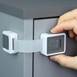 imageChild Safety Locks 4Pack  Baby Proof Cabinets Drawers Toilets ampamp Appliances Adjustable Strap Length Double Lock Option  Easy Latch for Adults to Open4 Count Pack of 1