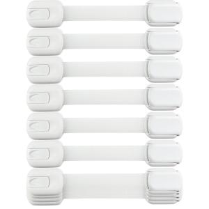 imageChild Safety Strap Locks 10 Pack Baby Locks for Cabinets and Drawers Toilet Fridge ampamp More 3M Adhesive Pads Easy Installation No Drilling Required White