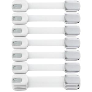 imageChild Safety Strap Locks 10 Pack Baby Locks for Cabinets and Drawers Toilet Fridge ampamp More 3M Adhesive Pads Easy Installation No Drilling Required WhiteGray10 Count Pack of 1