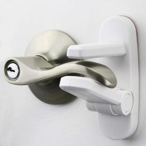 imageDoor Lever Lock 2 Pack  Prevents Toddlers from Opening Doors  Easy OneHand Operation for Adults  Durable ABS with 3M Adhesive Backing  No Tools Needed for InstallWhite