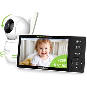 imageHelloBaby 720P 55 HD Baby Monitor with Camera and Audio No WiFi Video Baby Monitor Remote Pan Tilt Zoom Wide View Range 1080P Infant Camera Night Light Hack Proof 4000mAh Battery 1000ft1camHB6081