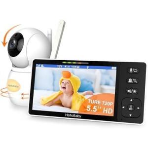 imageHelloBaby 720P 55 HD Baby Monitor with Camera and Audio No WiFi Video Baby Monitor Remote Pan Tilt Zoom Wide View Range 1080P Infant Camera Night Light Hack Proof 4000mAh Battery 1000ftHB6081Newer Version