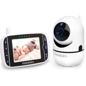 imageHelloBaby Baby Monitor with Remote PanTiltZoom Camera and 32 LCD Screen Infrared Night Vision BlackBlack