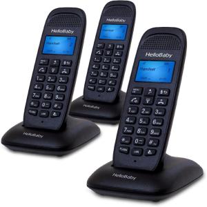 imageHelloBaby DECT 60 Cordless Phone with 4 Handsets for Home Landline Phone with Caller IDCall Waiting Call Block FullDuplex Handset Speakerphone Reliable 1000ft RangeHB16883