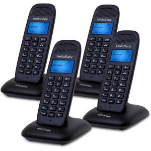 imageHelloBaby DECT 60 Cordless Phone with 4 Handsets for Home Landline Phone with Caller IDCall Waiting Call Block FullDuplex Handset Speakerphone Reliable 1000ft RangeHB16884