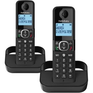 imageHellobaby HB26884 DECT 60 Land Line Phones Cordless with 4 Handsets Landline Telephones for Home Business Phone with Full Duplex Speakerphone Call Block 1000 ft Caller IDCall Waiting BlackHB26882
