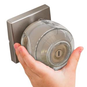imageChild Safety Door Knob Cover 4 Pack HardtoRemove DualLock Door Handle Covers for Kids  Reusable Baby Proof Door Knob Locks  Installs Easily No Tools Needed ClearTransparent