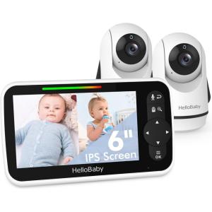 imageHelloBaby Video Baby Monitor with 2 Cameras and 5 Inch Split Screen Display Remote Control Cameras with Night Vision and Temprature MonitoringHB6351Plus2