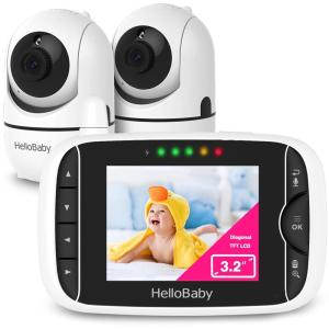 imageHelloBaby Video Baby Monitor with Remote Camera PanTiltZoom 32 Color LCD Screen Infrared Night Vision Temperature Display Lullaby Two Way AudioHB652