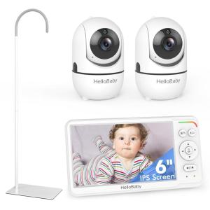 imageHelloBaby Baby Monitor with Floor Stand World First 6 IPS Screen Baby Camera Monitor No WiFi and 30Hour Battery Life 178 Wide Viewing Angle Baby Monitor with Camera and Audio