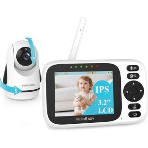 imageHelloBaby Baby Monitor with 2 Cameras Large 6 Video Baby Monitor No WiFi30Hour Long Battery 320 PanTilt Camera with 2X Zoom Auto Night Vision 2Way TalkECO1000ft Portable 150 LanguagesHB6339