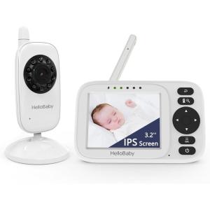 imageHelloBaby Baby Monitor No WiFiVideo Baby Monitor with Camera and Audio32 IPS Screen Manual Baby Camera Adjustment Night Vision 1000ft305m Range ECOVOX Feeding Reminder USB Charging CableHB2438plus