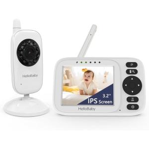 imageHelloBaby Baby Monitor No WiFiVideo Baby Monitor with Camera and Audio32 IPS Screen Manual Baby Camera Adjustment Night Vision 1000ft305m Range ECOVOX Feeding Reminder USB Charging CableHB2438