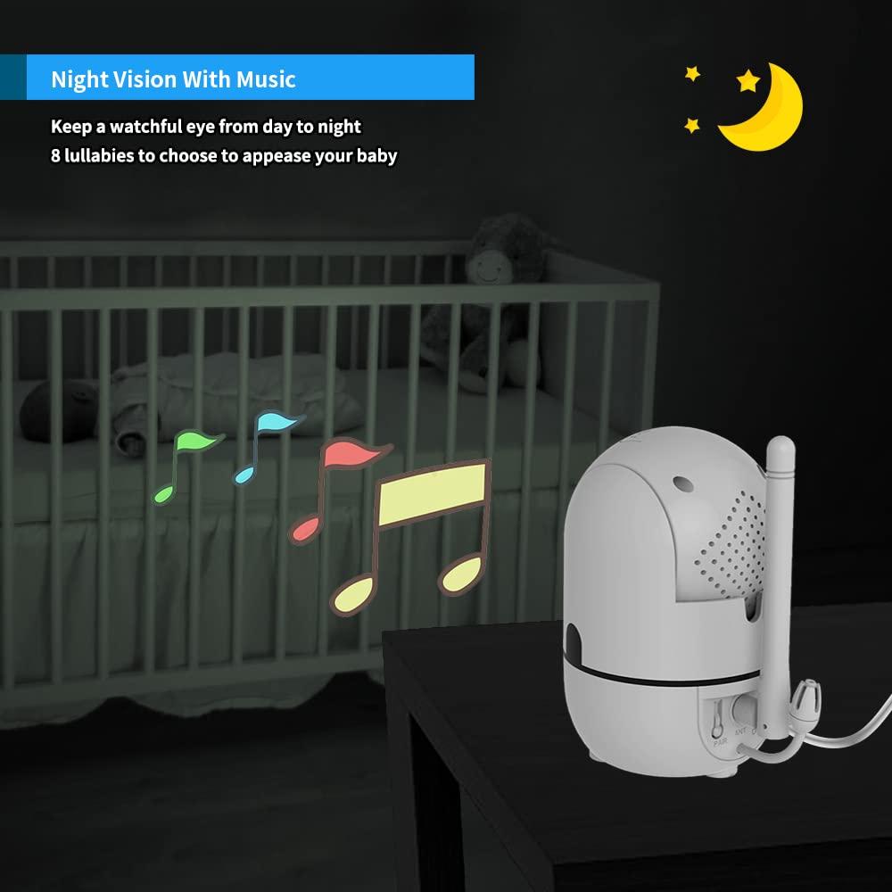 imageHelloBaby Baby Monitor with Floor Stand 5 Screen and 30Hour Battery No WiFi Baby Monitor with Camera and Audio Baby Camera Floor Stand Mount for HB6550