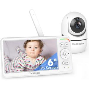 imageHelloBaby Baby Monitor with 2 Cameras World First 6quot IPS Split Screen Display and Double Cameras No WiFi 30H Battery 2Way Audio PanTiltZoom VOX Mode Night Vision 8 Lullabies 1000ft RangeHB6560