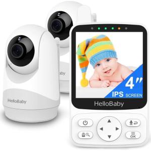 image:imageHelloBaby No WiFi Baby Monitor with VoiceActivated Night Vision4 IPS Camera and Audio 2Way Talk and PTZ 26H Battery and 1000ft Range Portable for Nursery and TravelHB62402