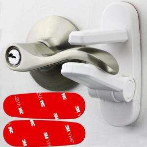 image:imageBaby Proof Door Handle Lever 2Pack with 2 Extra Adhesives  Easy OneHand Operation for Adults Durable ABS with 3M Adhesive Backing Simple Install Locks by Wappa Baby